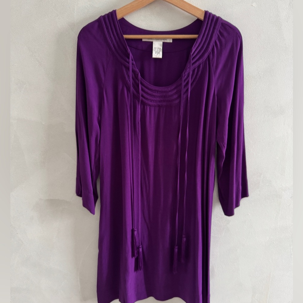 Diane von Furstenberg - Parlian Purple Tassel Tie Tunic Dress - Size 4